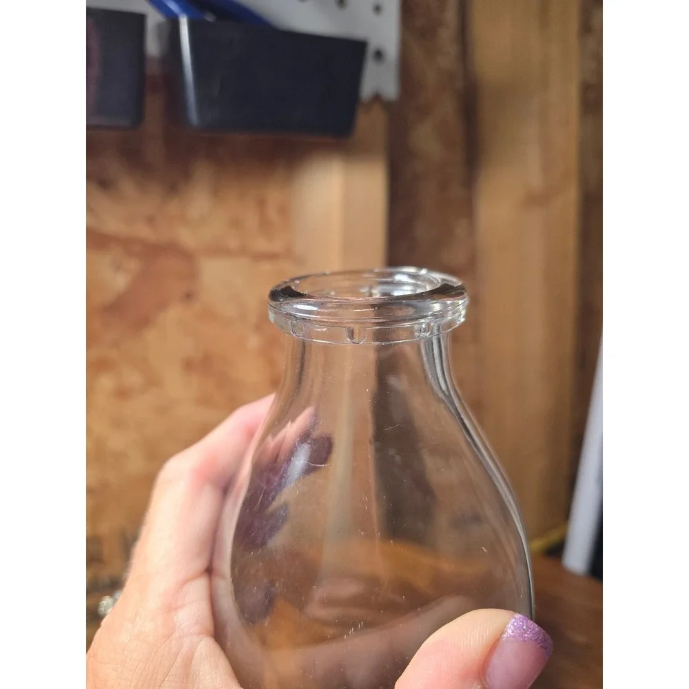 Vintage Clear Glass Milk Bottle Embossed Sealed LG 535-39 Farmhouse Decor